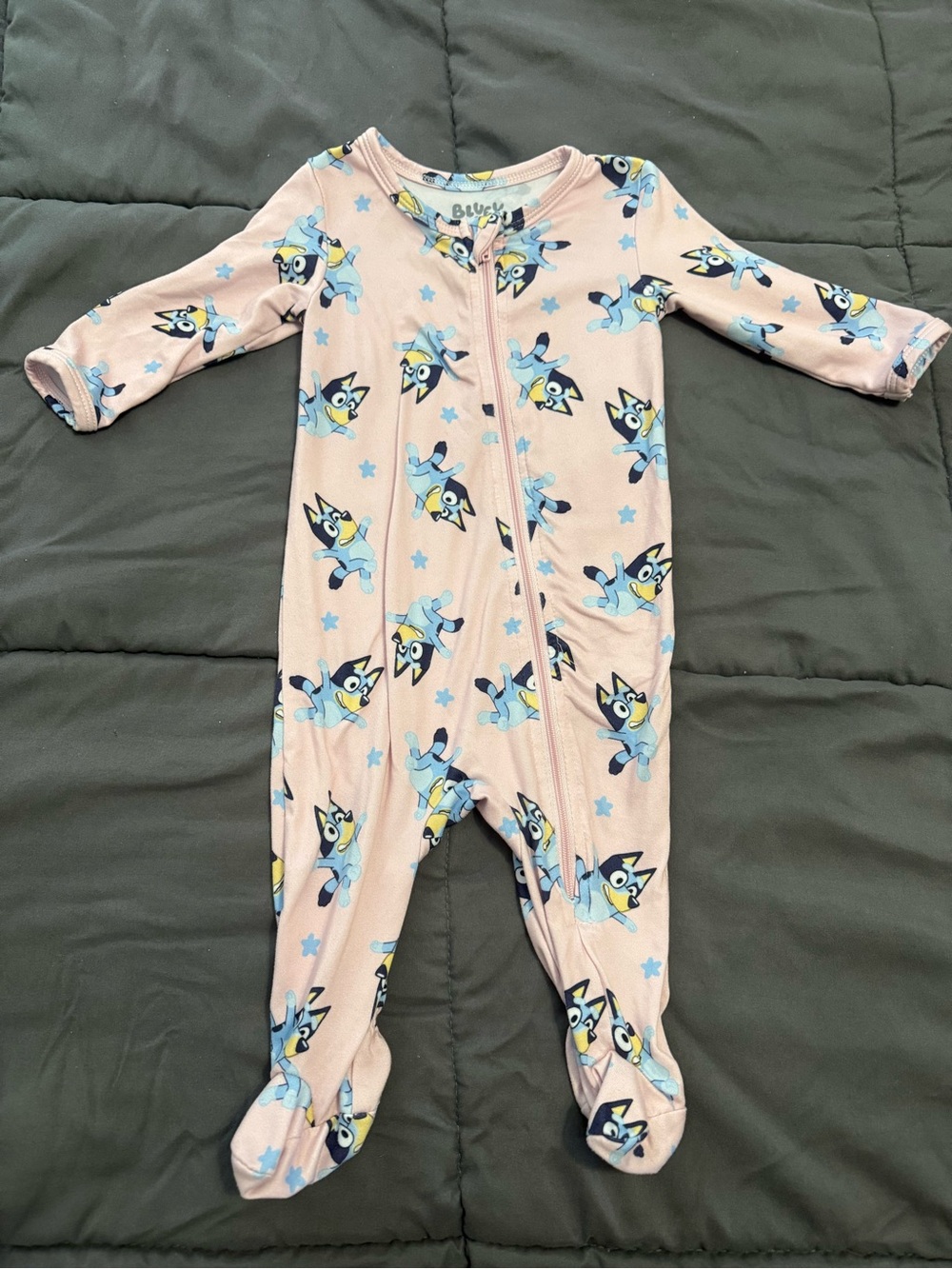 Pink Bluey Character Zip-Up Footed One-Piece Pajama